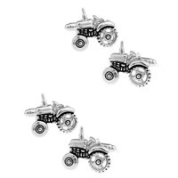 Brass Cufflinks, Tractor, silver color plated, Unisex & enamel, nickel, lead & cadmium free, 20mm 