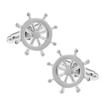 Brass Cufflinks, Ship Wheel, silver color plated, Unisex, nickel, lead & cadmium free, 18mm 