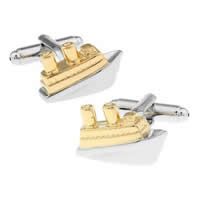 Brass Cufflinks, Sail Boat, plated, Unisex & two tone, nickel, lead & cadmium free, 15mm 