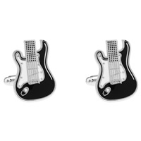 Brass Cufflinks, Guitar, silver color plated, Unisex & enamel, nickel, lead & cadmium free, 20mm 