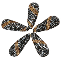 Strass Ton befestigte Perlen, 14-16x36-39x14-16mm, Bohrung:ca. 2mm, verkauft von PC