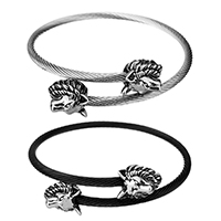 Unisex Bracelet, Stainless Steel, Wolf, plated, blacken 3mm, Inner Approx 