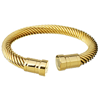 acero inoxidable Brazalete, chapado en color dorado, para hombre, 15x11mm, 8mm, diámetro interior:aproximado 59x50mm, Vendido por UD