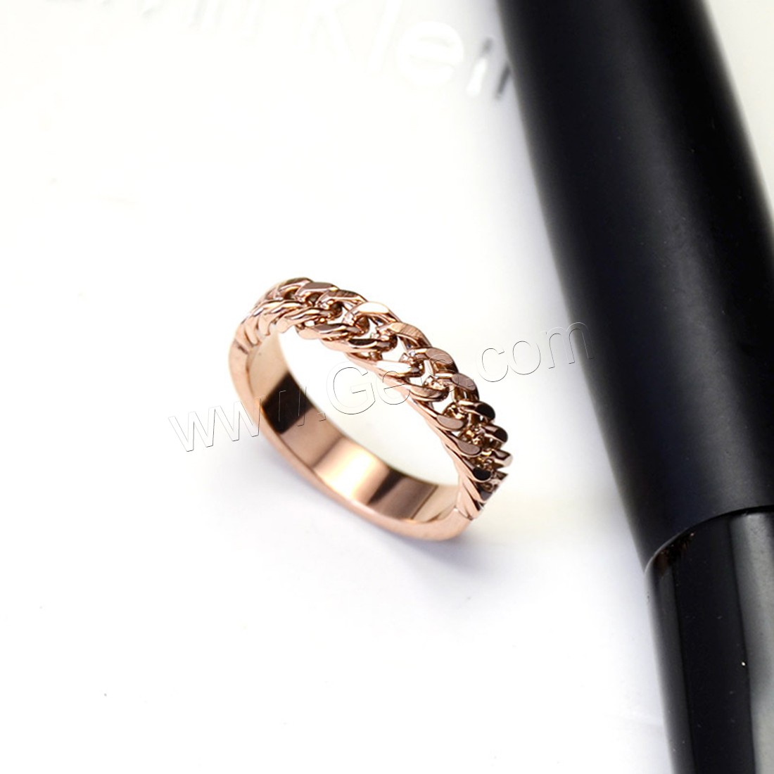 Bague Unisex, acier inoxydable 316L, beignet, Plaqué de couleur d'or rose, unisexe & normes différentes pour le choix, 4.3x1.6mm, Vendu par PC