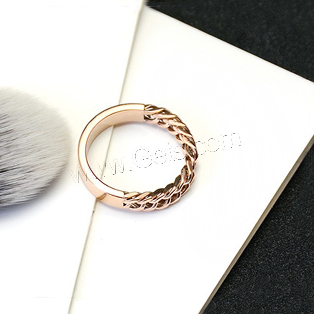 Bague Unisex, acier inoxydable 316L, beignet, Plaqué de couleur d'or rose, unisexe & normes différentes pour le choix, 4.3x1.6mm, Vendu par PC