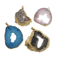 Ice Quartz Agate Pendants, with Zinc Alloy, druzy style - Approx 