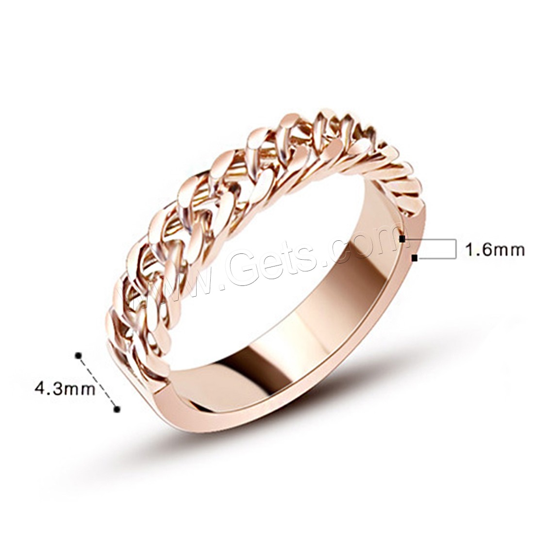 Bague Unisex, acier inoxydable 316L, beignet, Plaqué de couleur d'or rose, unisexe & normes différentes pour le choix, 4.3x1.6mm, Vendu par PC