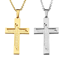 Stainless Steel Jewelry Necklace, Cross, plated, Unisex & oval chain & with letter pattern 1mm Approx 19 Inch 