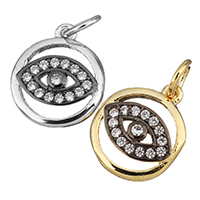 Cubic Zirconia Micro Pave Brass Pendant, Eye, plated, micro pave cubic zirconia Approx 3mm 