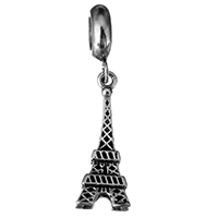 Pendentifs European en acier inoxydable, Tour Eiffel, sans filetage & noircir  Environ 5mm, Vendu par PC