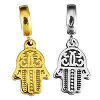 Edelstahl Europa Anhänger, Hamsa, plattiert, ohne troll & Schwärzen, keine, 12x18x1.5mm, 3x13x9.5mm, Bohrung:ca. 5mm, verkauft von PC