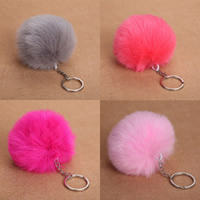 Chaîne fourrure animale Key, alliage de zinc, avec Peluche, Placage de couleur platine, plus de couleurs à choisir, 80mm, Vendu par brin