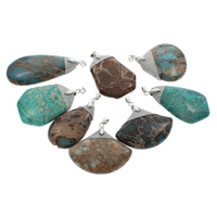 Impression Jasper Pendants, with Zinc Alloy, mixed - Approx 4mm 