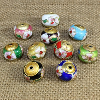 銀製メッキ七宝焼きビーズ, 七宝細工, ドラム形, ハンドメイド, 無色 穴:約 1.5mm, 10パソコン/バッグ, 売り手 バッグ