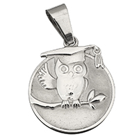 Pendentifs en acier inoxydable, hibou, couleur originale Environ Vendu par PC