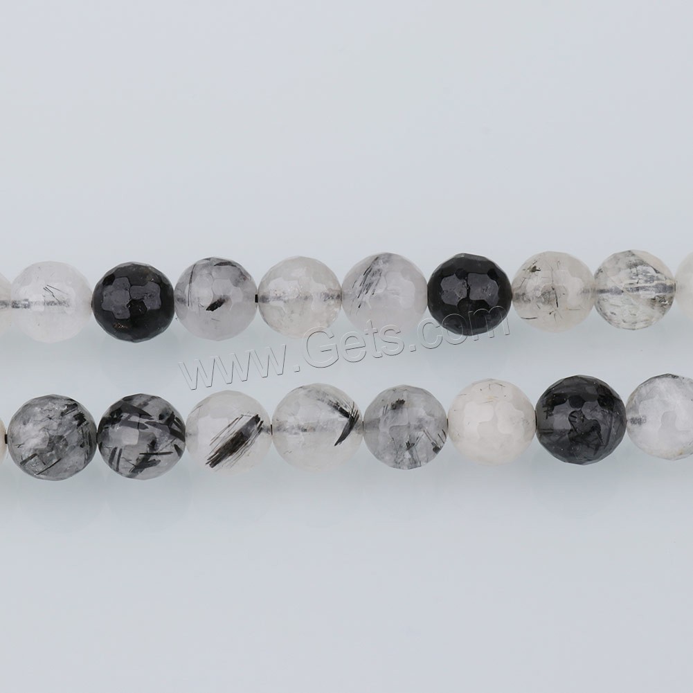 Quartz rutile noir goutte, Rond, naturel & normes différentes pour le choix & facettes, Trou:Environ 1mm, Longueur:Environ 15.5 pouce, Vendu par brin