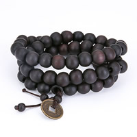 Wrist Mala, Wood, with Nylon & Brass, Buddhist jewelry & Unisex & , 9mm Approx 19.5 Inch 