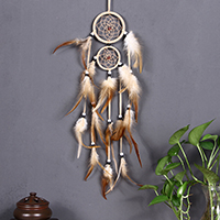 Fashion Dreamcatcher, Wollschnur, mit Feder & Nylonschnur & Glas-Rocailles, QuasteTroddel, 500-600mm, verkauft von PC