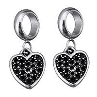 Stainless Steel Pendant Setting, Heart, blacken 23mm Approx 6mm, Inner Approx 1mm 