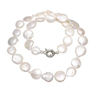 Collar de cadena del suéter de la perla de agua dulce, Perlas cultivadas de agua dulce, para mujer, Blanco, 10-13mm, longitud:aproximado 17 Inch, Vendido por Sarta