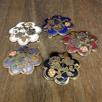 七宝ペンダント, 七宝細工, 花形, 純金メッキ/24金メッキ, 無色 穴:約 1mm, 10パソコン/バッグ, 売り手 バッグ