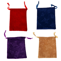 Velveteen Drawstring Pouches, with Grosgrain Ribbon, Rectangle 