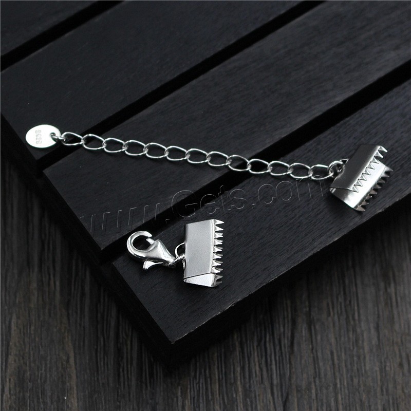 Sterling Silver Lobster Claw Cord Clasp, 925 Sterling Silver, with cord tip & different size for choice, Sold By Set