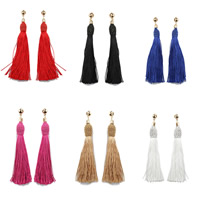 Boucle d'oreille de gland de mode, corde en nylon, acier inoxydable puce boucle d'oreille, Placage de couleur d'or, pour femme, plus de couleurs à choisir Vendu par paire