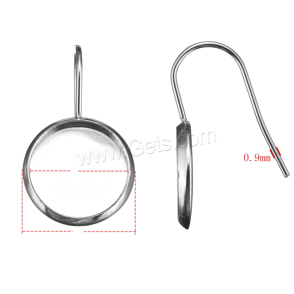 Stainless Steel Earring Drop Component, Flat Round, different size for choice, original color, 0.9mm, Sold By PC