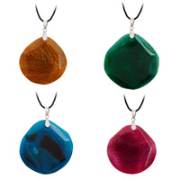 Agate fissure Pendentif, avec laiton caution, Placage de couleur platine, plus de couleurs à choisir Environ 2-3mm, Vendu par PC