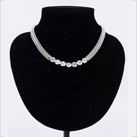 Collar de aleación de cinc con diamantes de imitación, aleación de zinc, chapado en color de platina, para mujer, libre de plomo & cadmio, 10mm, longitud:aproximado 18.5 Inch, Vendido por Sarta