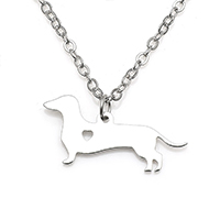 Stainless Steel Jewelry Necklace, with 1.9lnch extender chain, Dog, oval chain & for woman, original color Approx 17.7 Inch 