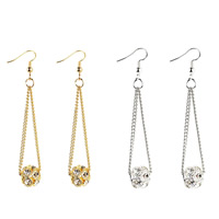 Zinc Alloy Rhinestone Drop Earring, iron earring hook, plated, for woman & with rhinestone lead & cadmium free, 75mm 