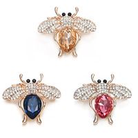 cristal Broche, alliage de zinc, avec cristal, abeille, Placage de couleur d'or, pour femme & facettes & avec strass, plus de couleurs à choisir, sans plomb et cadmium Vendu par PC