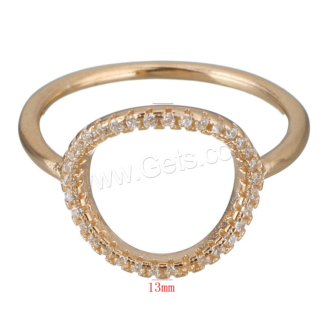 Befestigter Zirkonia Messingring Fingerring, Messing, Tropfen, echtes Rósegold plattiert, verschiedene Größen vorhanden & Micro pave Zirkonia & für Frau, 13mm, verkauft von PC