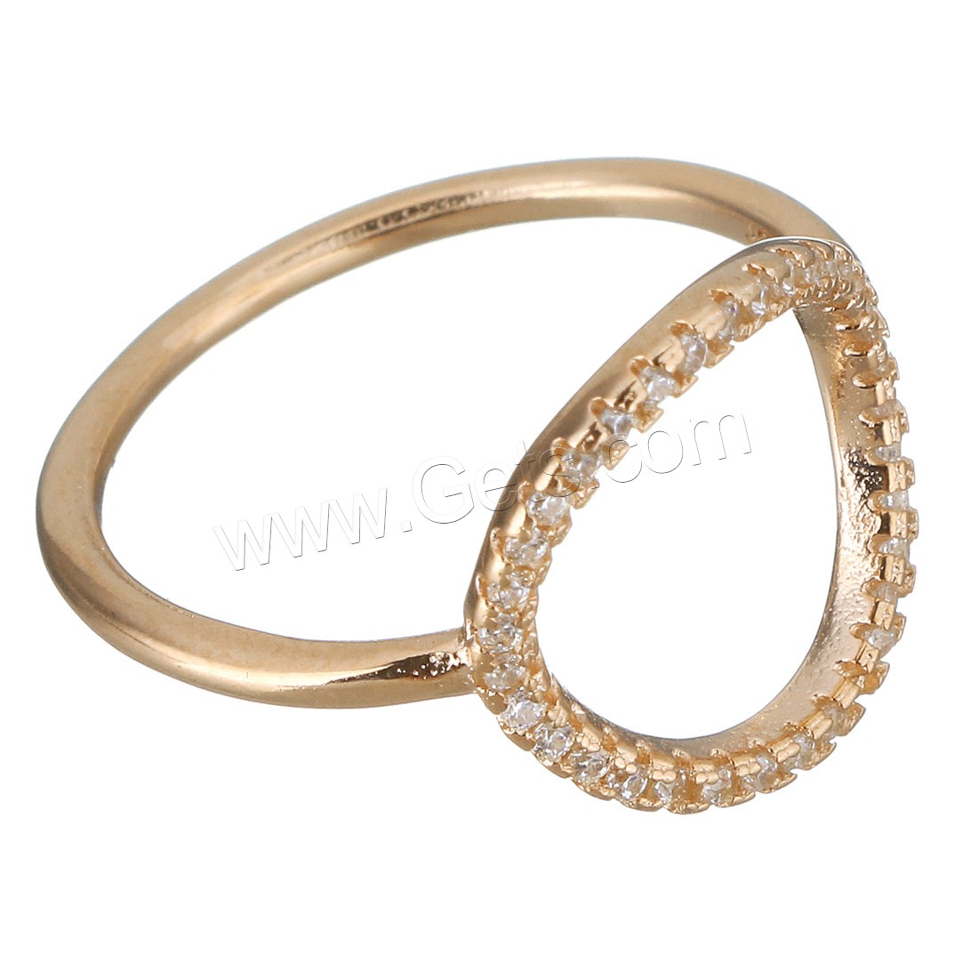 Befestigter Zirkonia Messingring Fingerring, Messing, Tropfen, echtes Rósegold plattiert, verschiedene Größen vorhanden & Micro pave Zirkonia & für Frau, 13mm, verkauft von PC