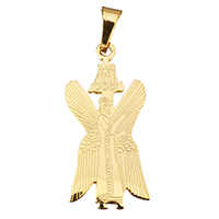 Stainless Steel Saint Pendant, gold color plated Approx 