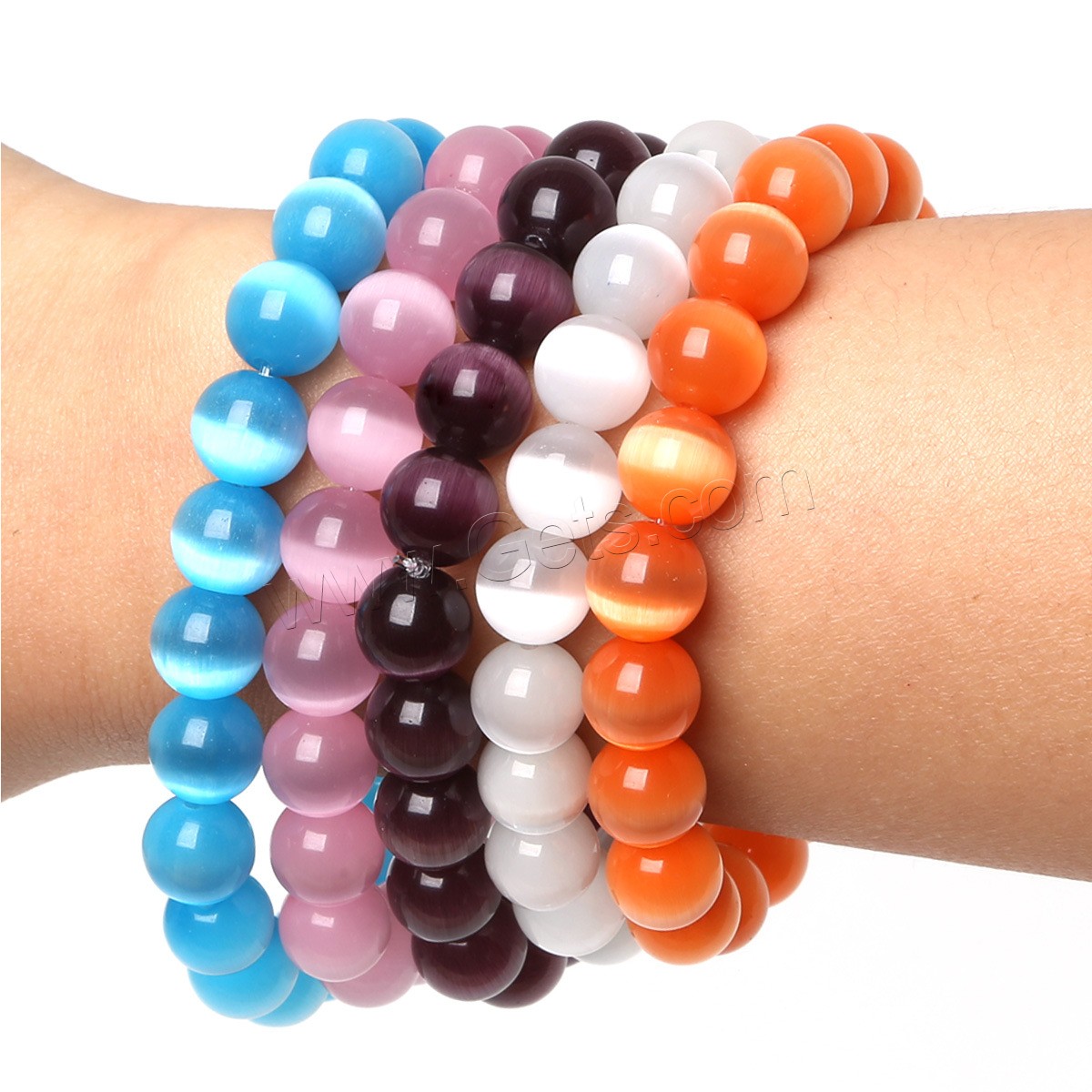 Bracelets Chatoyant, Oeil de chat, élastique & unisexe & normes différentes pour le choix, plus de couleurs à choisir, Longueur:Environ 7.5 pouce, Vendu par brin