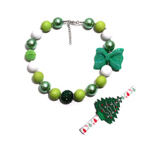 Acrylique Enfants Ensembles de bijoux, Bandeau & collier, avec tissu, avec 5cm chaînes de rallonge, élastique & pour les enfants & Bijoux de Noël, 20mm Environ 13.3 pouce, Vendu par fixé