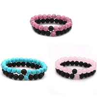 Gemstone Bracelet Set, with Zinc Alloy, iron earring hook & Unisex, 8mm Approx 7.5 Inch 