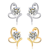 Boucles d'oreilles en laiton zircon cubique, papillon, Placage, avec zircone cubique, plus de couleurs à choisir, protéger l'environnement, sans nickel, plomb et cadmium, 8-15mm, Vendu par paire