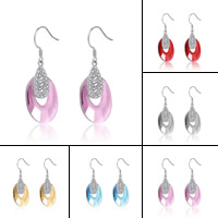 Pendientes Gota de Cristal, metal, con Cristal, chapado en color de platina, facetas & con diamantes de imitación, más colores para la opción, libre de níquel, plomo & cadmio, 10-30mm, Vendido por Par