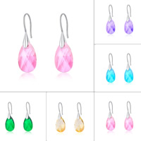 Pendientes Gota de Cristal, metal, con Cristal, chapado en color de platina, facetas, más colores para la opción, libre de níquel, plomo & cadmio, 10-30mm, Vendido por Par