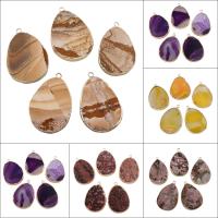 Gemstone Jewelry Pendant, with Zinc Alloy, Teardrop Approx 2.5mm 