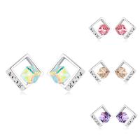 Boucles d'oreilles en cristal CRYSTALLIZED™ Elements, laiton, avec CRYSTALLIZED™, losange, Plaqué de platine, pour femme & facettes, plus de couleurs à choisir, protéger l'environnement, sans nickel, plomb et cadmium Vendu par paire