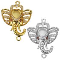 Cubic Zirconia Micro Pave Brass Connector, Elephant, plated, micro pave cubic zirconia & 1/1 loop Approx 2mm 