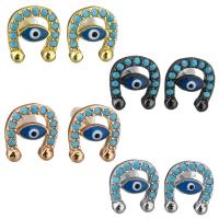 Pendientes de mal de ojo, metal, con Earnut goma & resina, ojo de malvado, chapado, micro arcilla de zirconia cúbica & para mujer, más colores para la opción, 10x11mm, Vendido por Par