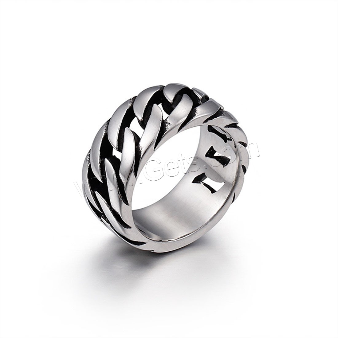 Men Stainless Steel Ring in Bulk, Titanium Steel, polished, chain texture & different size for choice & for man & blacken, original color, 10mm, Sold By PC