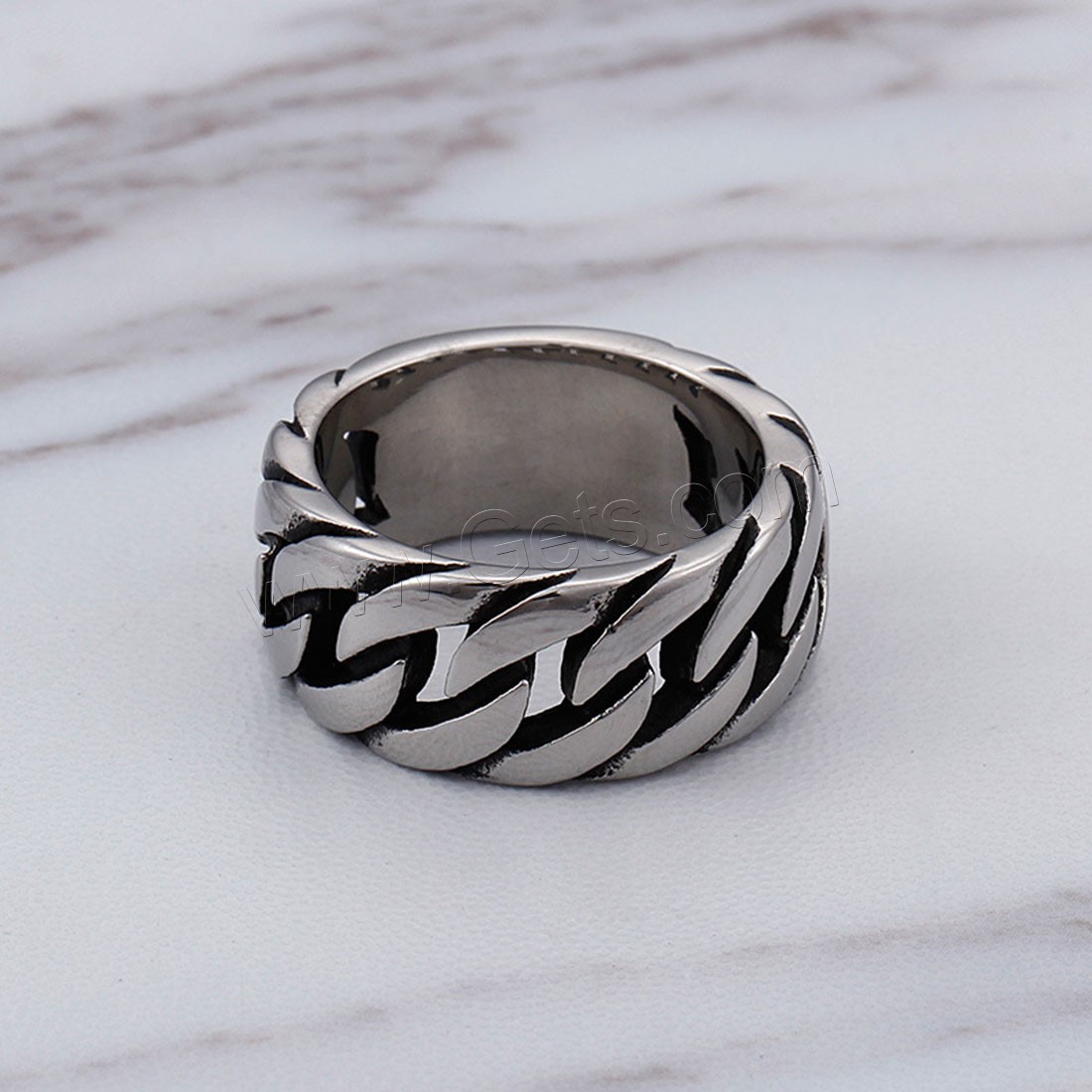 Men Stainless Steel Ring in Bulk, Titanium Steel, polished, chain texture & different size for choice & for man & blacken, original color, 10mm, Sold By PC