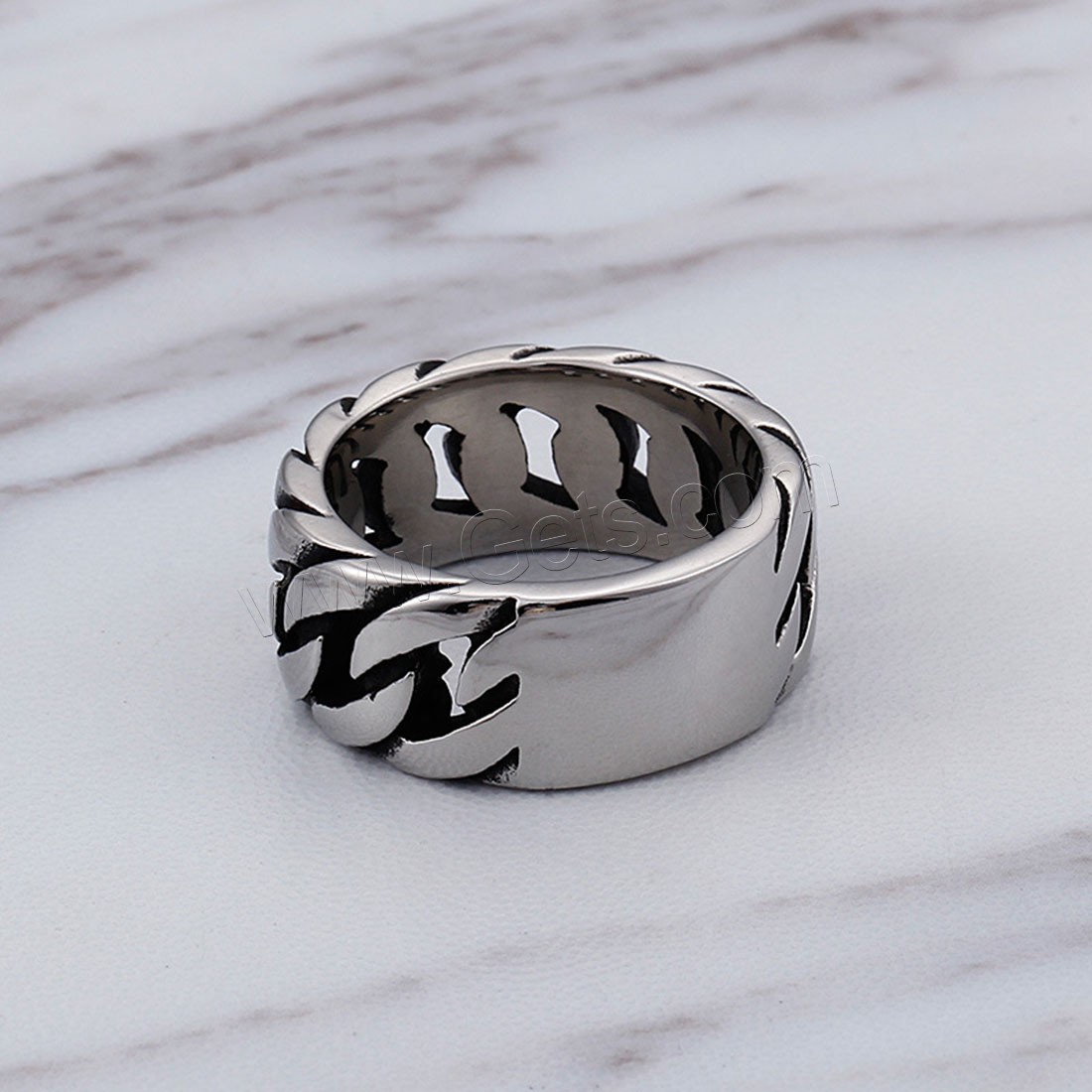 Men Stainless Steel Ring in Bulk, Titanium Steel, polished, chain texture & different size for choice & for man & blacken, original color, 10mm, Sold By PC